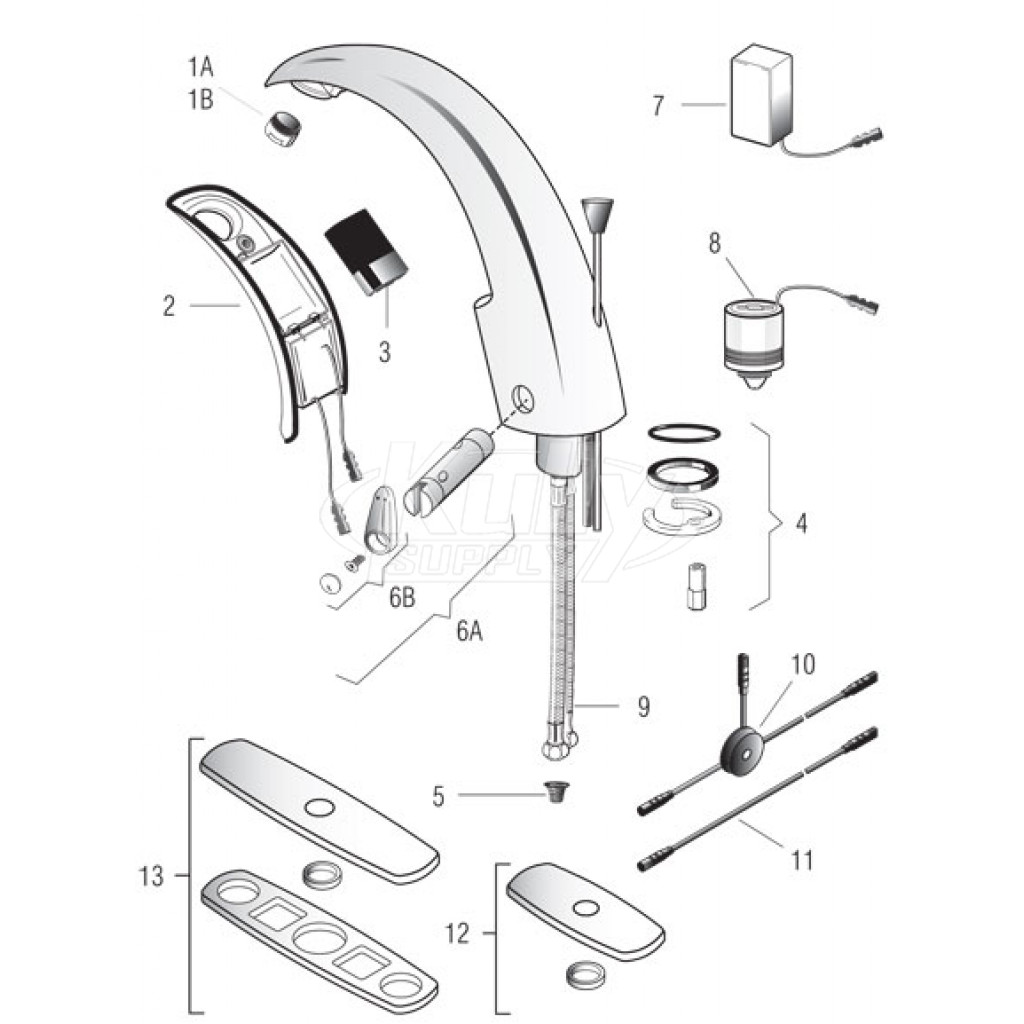 Sloan Optima i.q. EAF100 Faucet Parts Breakdown