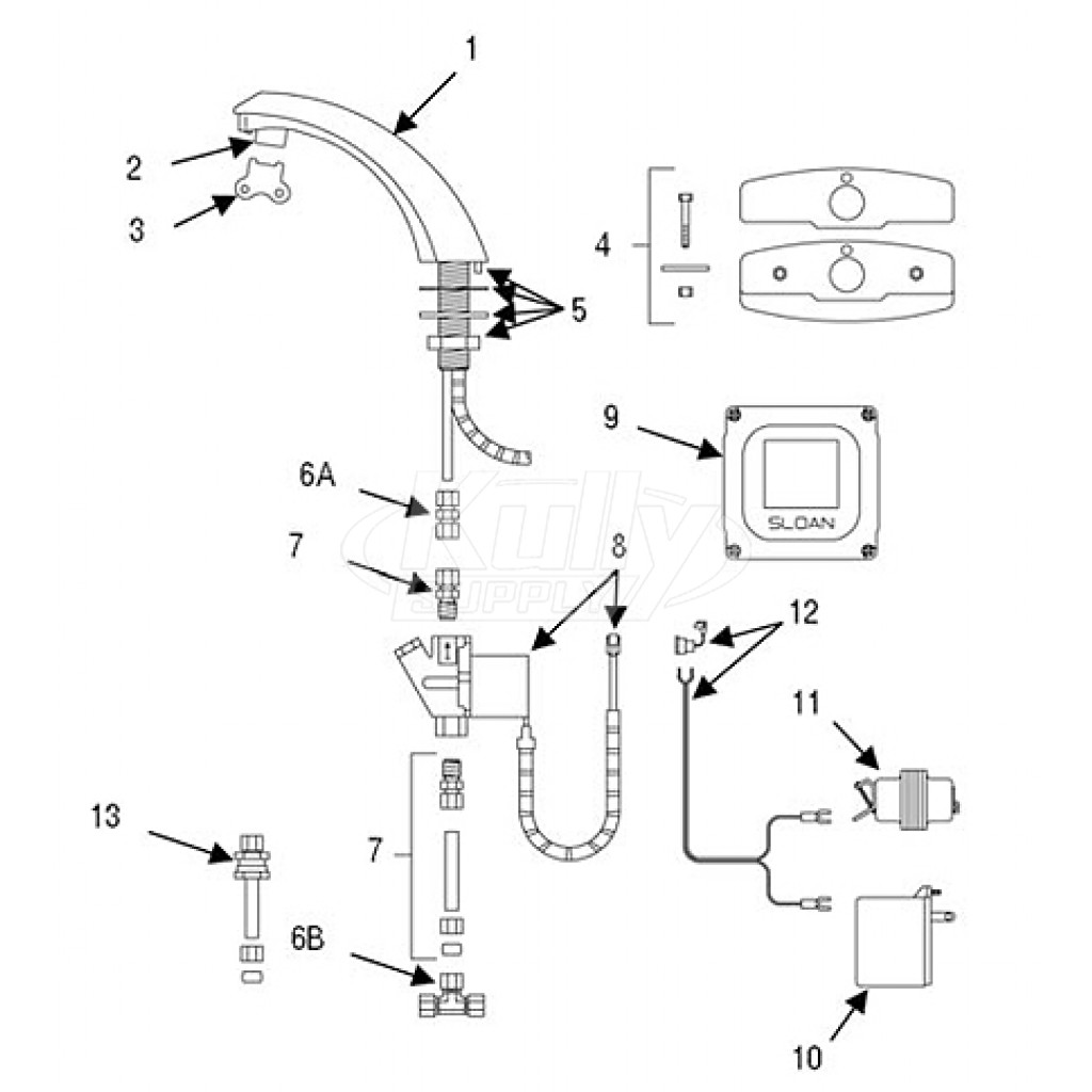 Sloan Optima ETF80 Faucet Parts Breakdown (Pre2008