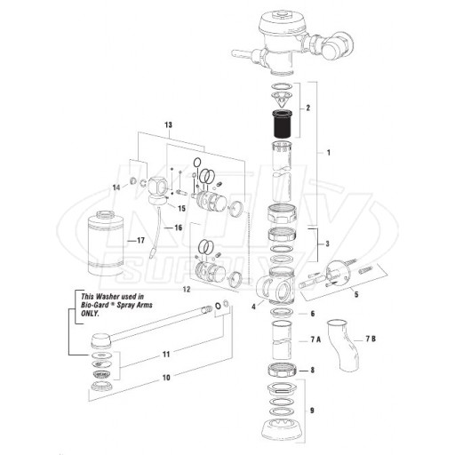 Sloan Slimline BPW Flushometer Parts Breakdown