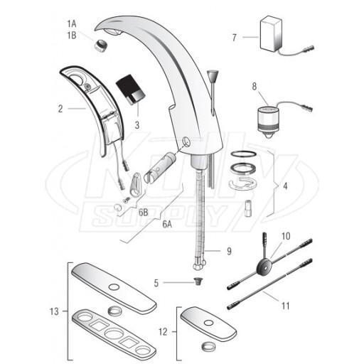Sloan Optima(R) i.q. EAF-150 Faucet Parts Breakdown