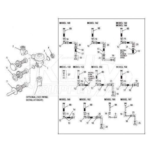 Sloan Concealed Royal Flushometer Parts Breakdown