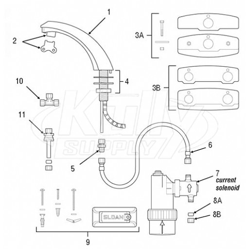 Sloan EBF-85 Faucet Parts Breakdown (Pre-2008)