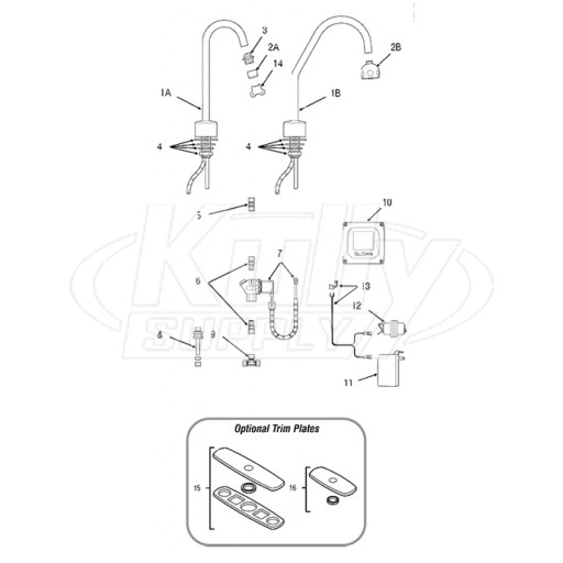 Sloan Optima(R) ETF-700 Faucet Parts Breakdown