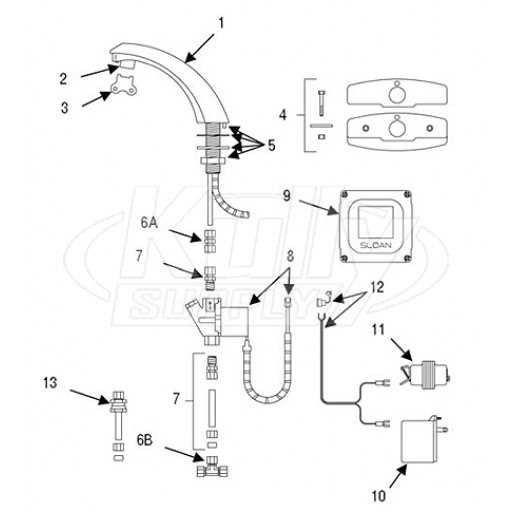 Sloan Optima ETF-80 Faucet Parts Breakdown (Pre-2008)