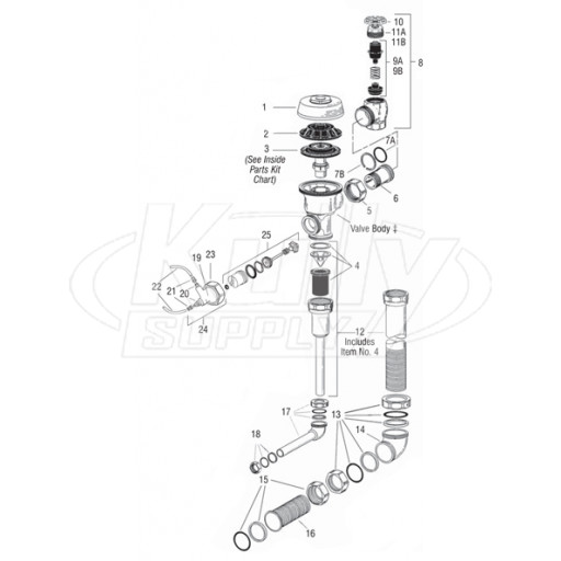 Sloan Series 900 Flushometer Parts Breakdown