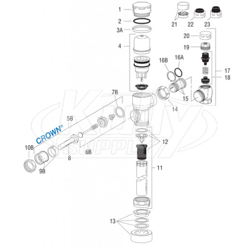 Sloan Crown Flushometer Parts Breakdown