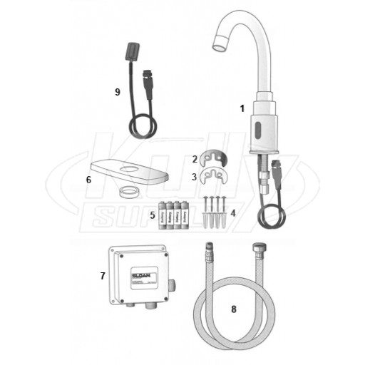 Sloan SF-2200/2250 Faucet Parts Breakdown