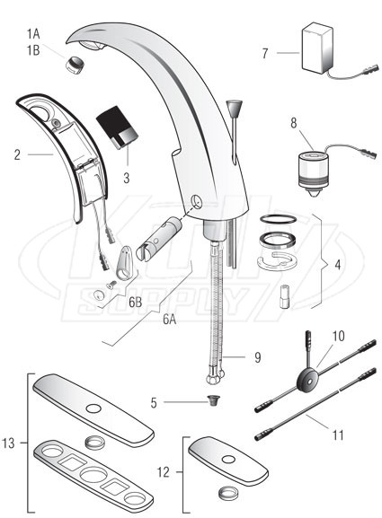 Sloan Optima(R) i.q. EAF-150 Faucet Parts Breakdown