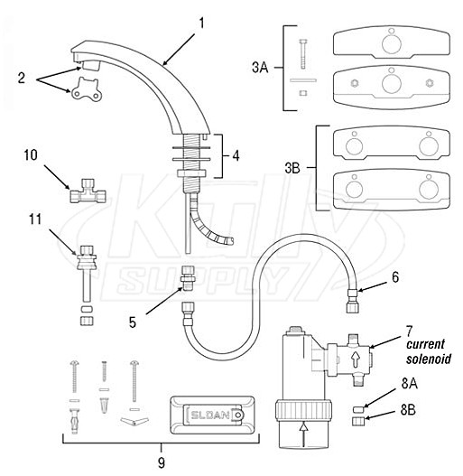 Sloan EBF-85 Faucet Parts Breakdown (Pre-2008)