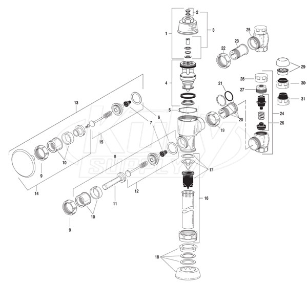 Sloan Naval Flushometer Parts Breakdown