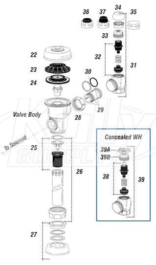 Sloan Optima Royal Flushometer Parts Breakdown