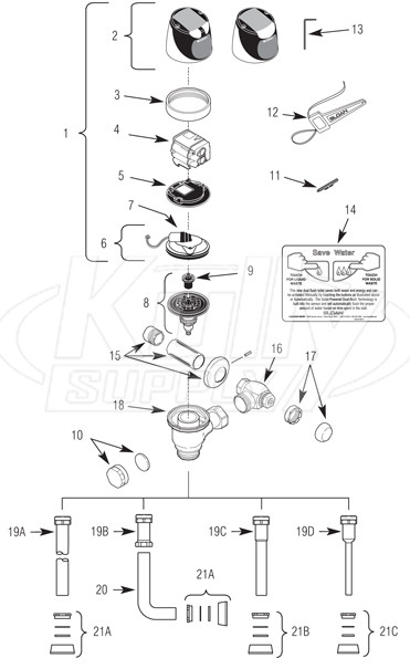 Sloan SOLIS Flushometer Parts Breakdown