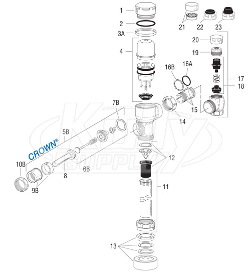 Sloan Crown Flushometer Parts Breakdown