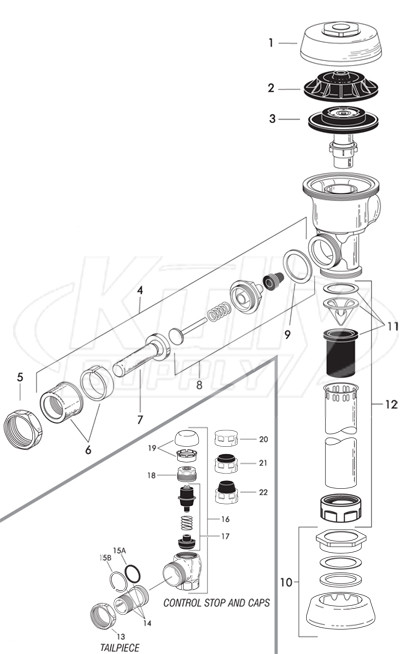 Sloan Royal II Flushometer Parts Breakdown
