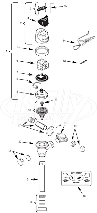 Sloan ECOS Flushometer Parts Breakdown